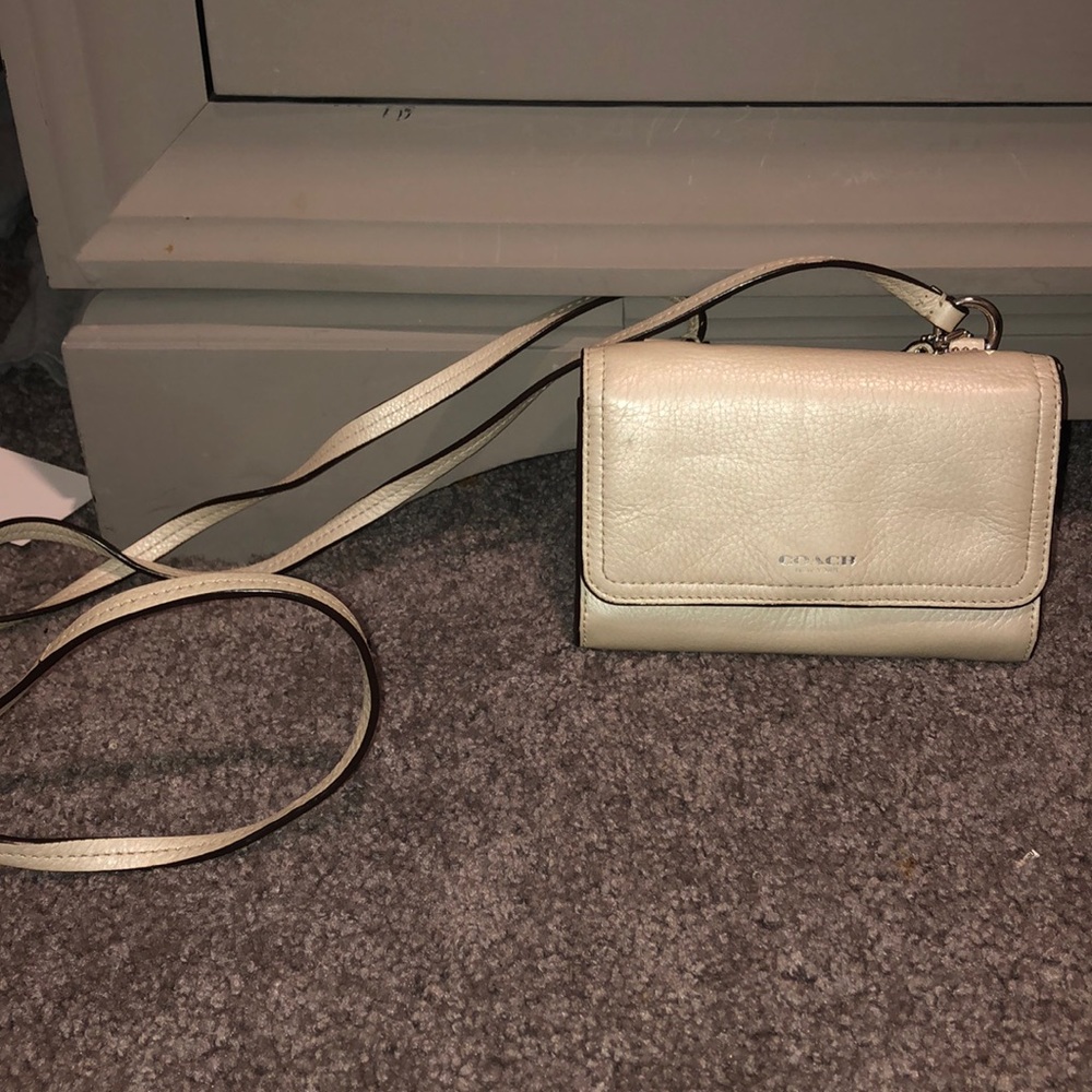 Small neutral colored coach purse